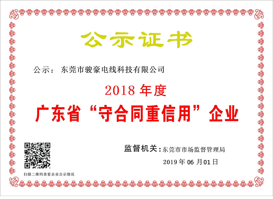 广东省“守合同沉信誉”企业